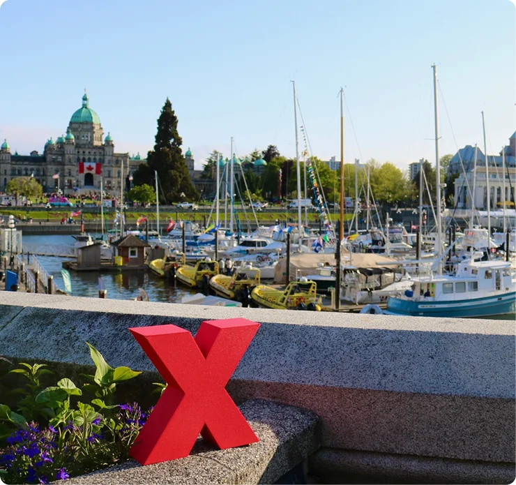 3D Printed red x at the Victoria downtown harbour